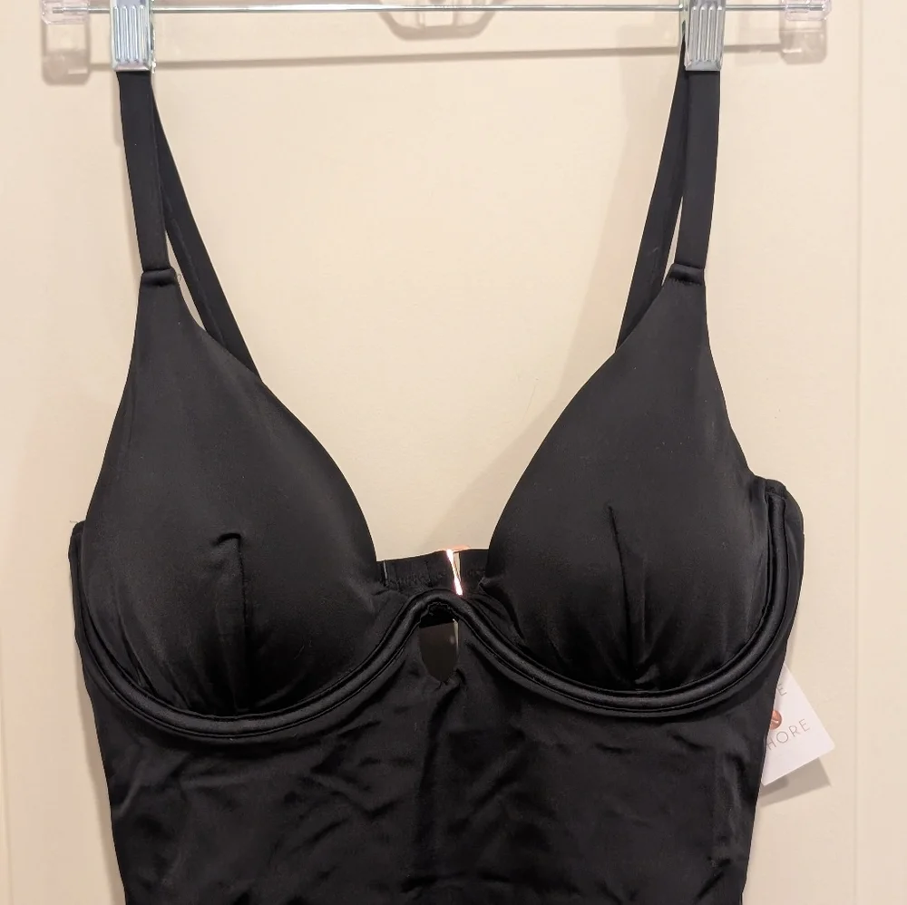 Shade & Shore Black Underwire One-Piece Swimsuit 36DD - Picture 3 of 7